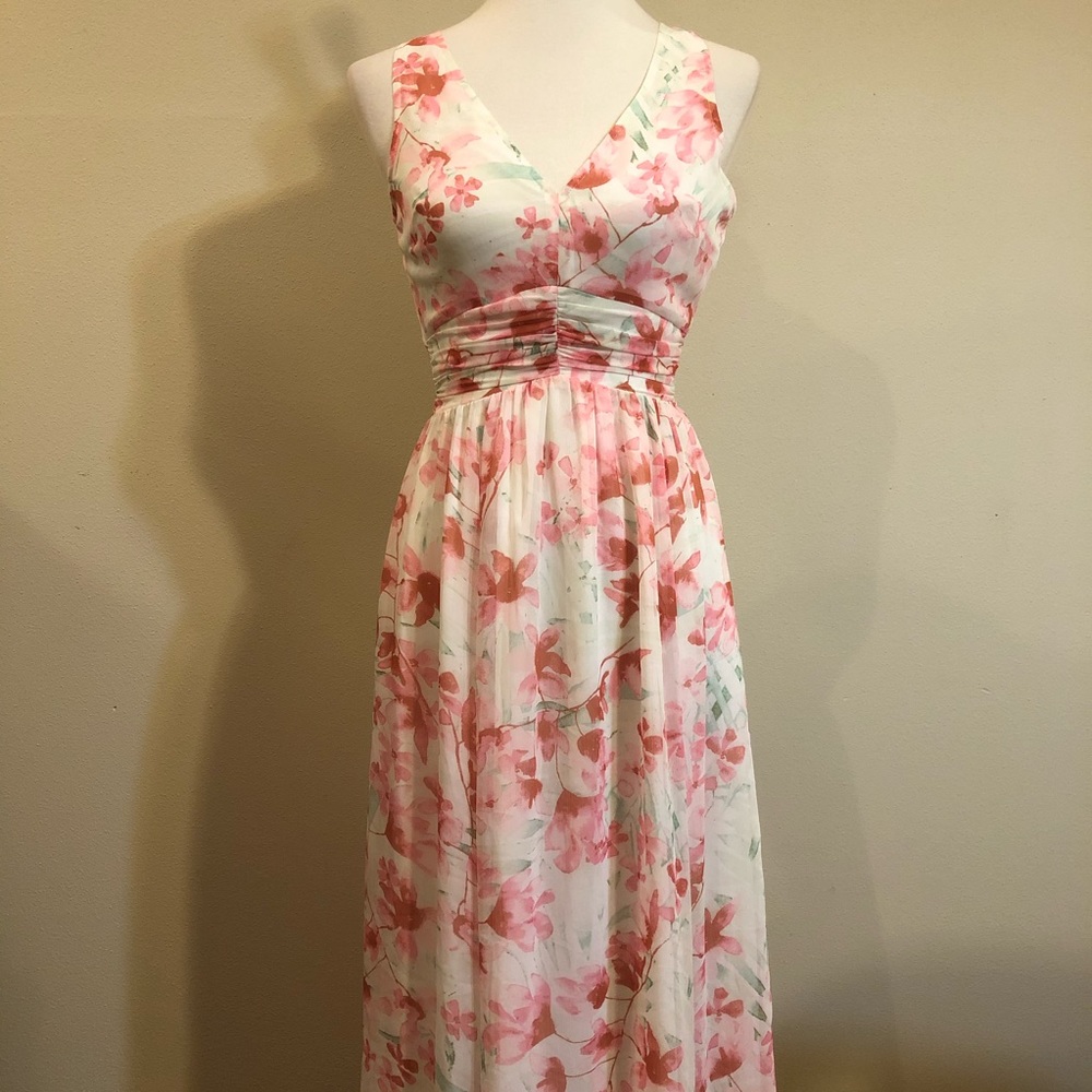 NWOT Leith White & Pink Floral Print Maxi Dress - Picture 5 of 10